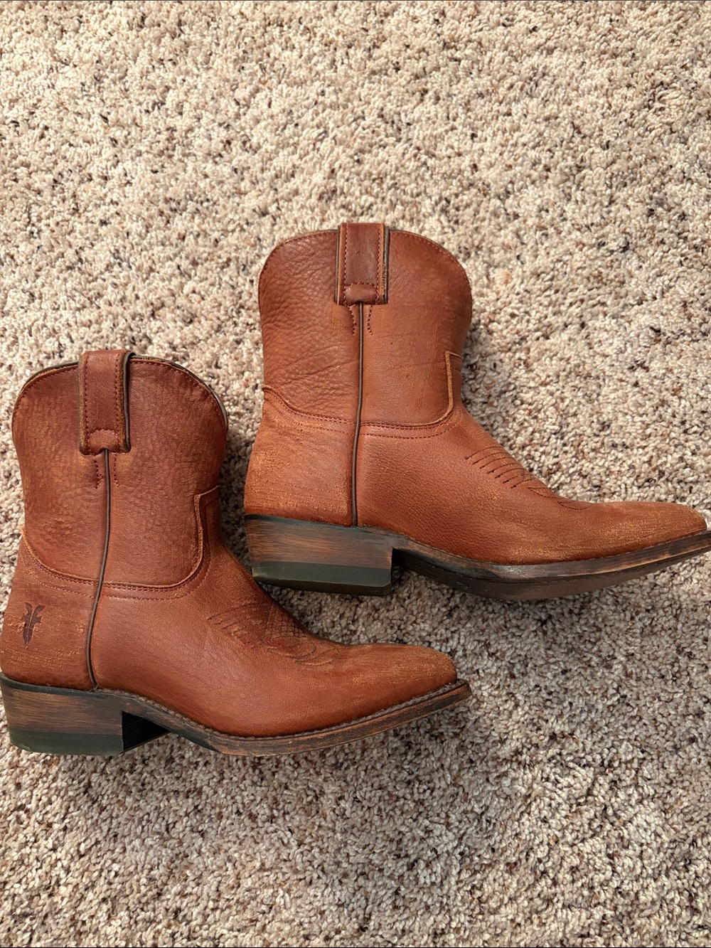 Vintage Classic Frye Women's Tan/Brown Leather Western Ankle Boots - Picture 3 of 10
